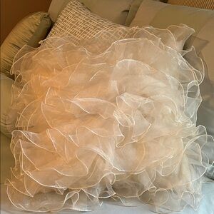 Luxurious Cream Ruffled Pillow